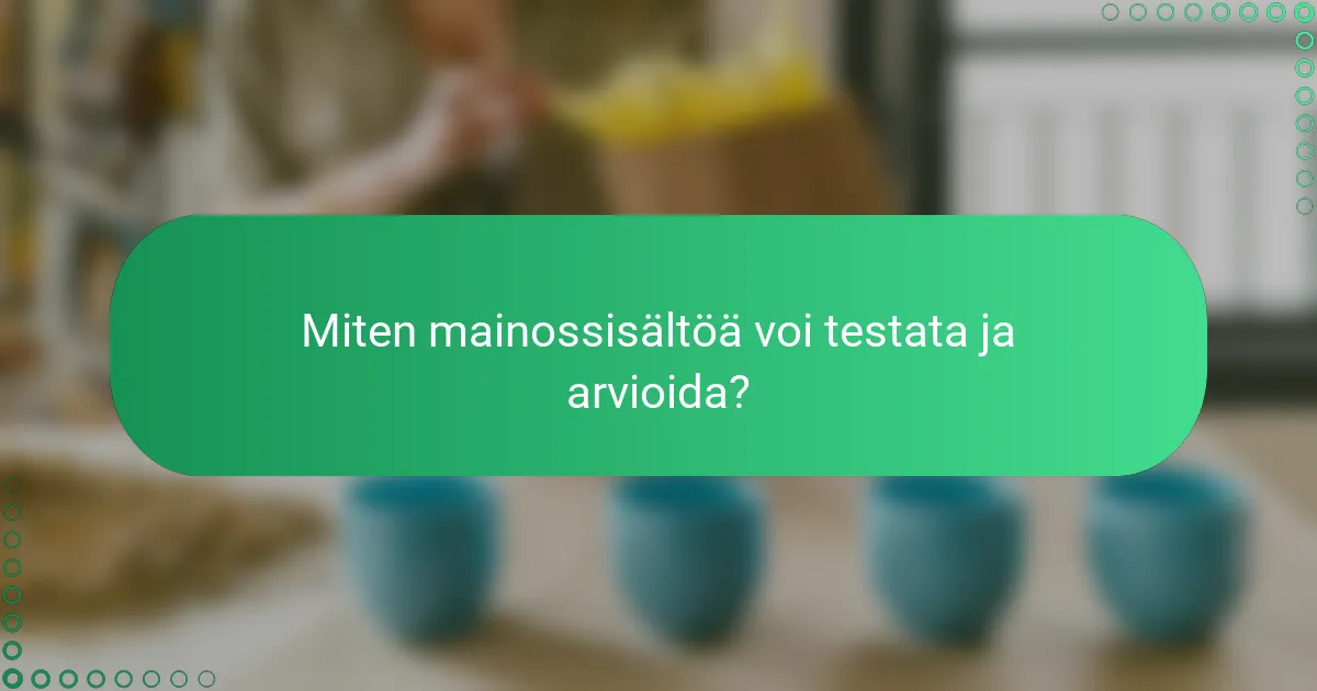Miten mainossisältöä voi testata ja arvioida?