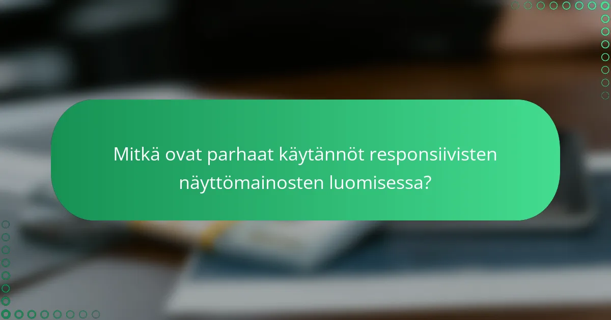 Mitkä ovat parhaat käytännöt responsiivisten näyttömainosten luomisessa?